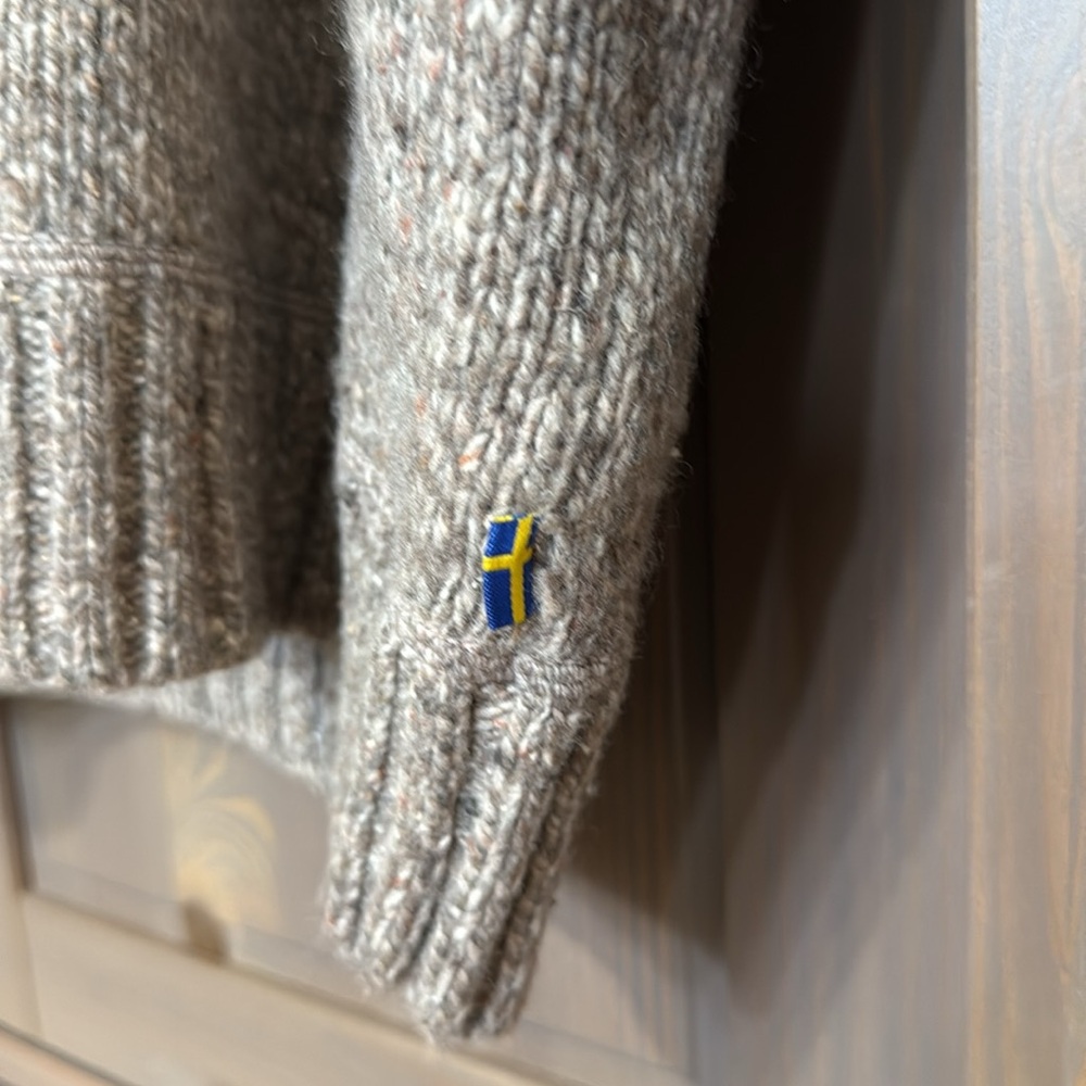Fjallraven Brown Heathered Shawl Collar Crewneck Sweater - Picture 4 of 5